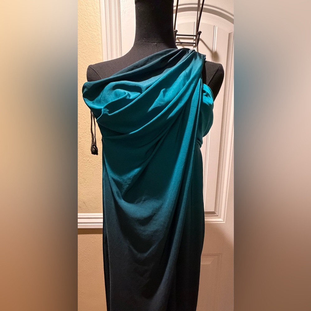Jump One Shoulder Teal Dress